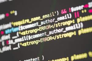 computer code on monitor