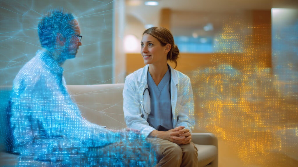 Abstract image of doctor and patient