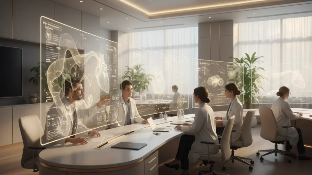 Doctors looking at AR dashboards