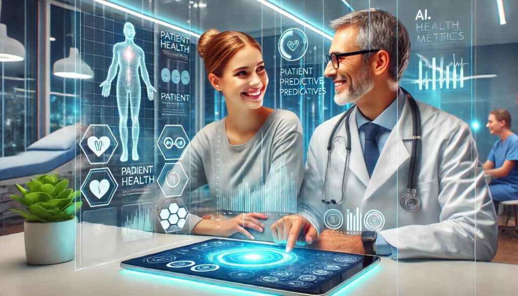 Graphic image of doctor and patient