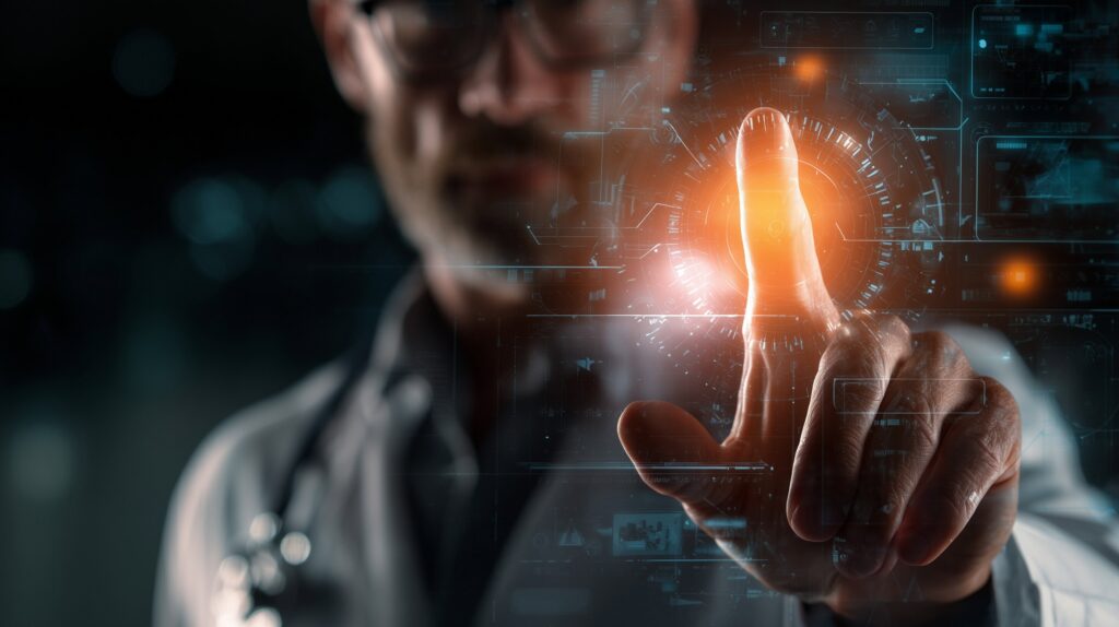Doctor glowing AI finger