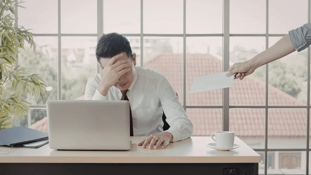 A person looking stressed using AI without guidance